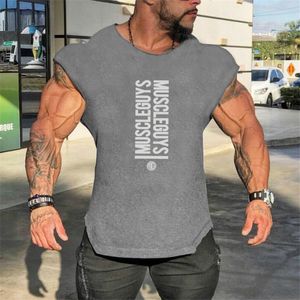 Heren T-shirts Heren Gym Singlets Sweatshirts mouwloos vest letters print Bodybuilding Fitness mannelijke tank top Shirts Casual Muscle shirt 230417