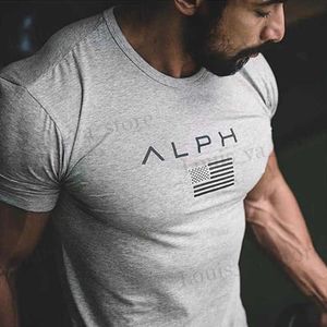 T-shirts masculins pour hommes Gym d'été compression serre lettre de l'homme