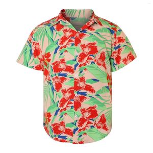 T-shirts masculins pour hommes hawaïens à manches courtes boutonnées décontractées tropicales