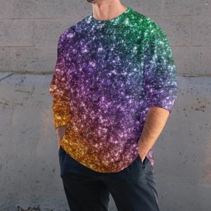 T-shirts pour hommes T-shirts de vacances pour hommes 2024 Mardi Gras Carnaval Brillant Paillettes Imprimer Manches longues O-Cou Tee Tops Festival Streetwear