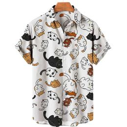 T-shirts masculins pour hommes chaton simple coffre à manches courtes à manches courte 3D Shirt décontracté imprimé lâche lâche grande 5xl 2024L2405