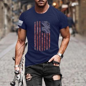 Camisetas para hombres para hombre grande alto verano día de la independencia moda casual camisa impresa manga corta pura larga