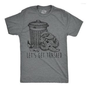 T-shirts pour hommes Mens Lets Get Trashed Tshirt Funny Racoon Garbage Can Drinking Tee For Guys