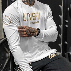 T-shirts pour hommes Hommes à manches longues Fitness Running T-shirt à séchage rapide Mode O Cou Hommes Vêtements de sport Sweatshirts Tops 240319