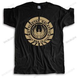 T-shirts heren heren losse tops zomer katoen zwart grappige t-shirt battlestar galactica bsg 75 scifi nieuwe man casual t shirt katoen drop verzending g230303