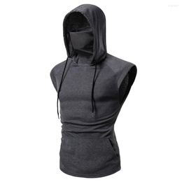 T-shirts pour hommes hommes masque bouton gilet de sport à capuche moto cavalier haut en coton vêtements de musculation Camiseta Musculation