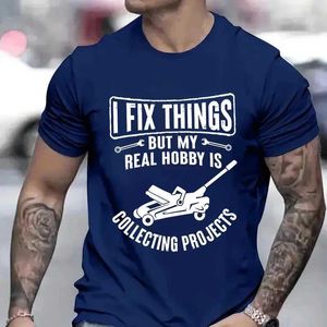 Heren t-shirts Mens Mechanic Funny t-shirt Ik repareer dingen verzamelen objecten humor t-shirts voor hem garage job beroepsmonteurs t tops t240506