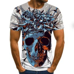 T-shirts pour hommes hommes vêtements 2022 été crâne imprimé à manches courtes T-shirt 3d T-shirt décontracté respirant chemises drôles