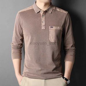 T-shirts masculins pour hommes MLSHP Polo Spring / Fall Luxury Broidered Color Business and Daily Fashionable Cotton Simple 3XL Tops 240327