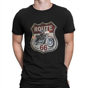 T-shirts masculins Motorcycle pour hommes 100 coton T-shirt à manches courtes avec nous Route 66 Modèle de cou rond