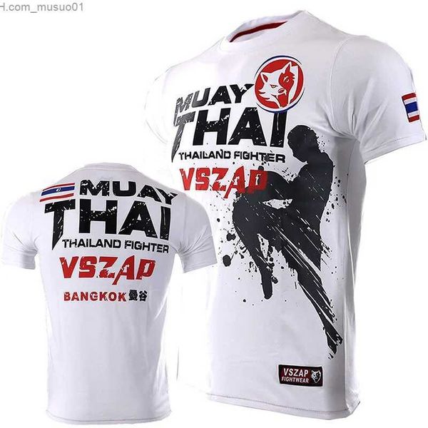 T-shirts pour hommes Hommes Muay Thai T-shirt Été Respirant T-shirts à séchage rapide Courir Fitness Sports à manches courtes en plein air Boxe Lutte SurvêtementsL2402