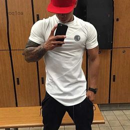 T-shirts pour hommes Hommes Muscle T-shirt Gym Bodybuilding Fitness Tees Tops Coton Patchwork Mesh Slim Fit T-shirt Coton Sport T-shirt à manches courtes