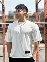 T-shirts pour hommes Mens Muscle ventilateT Shirt Bodybuilding Fitness Man Top Singlets Plus Big Size Mesh Loose Short Sleeve Tshirt 230712