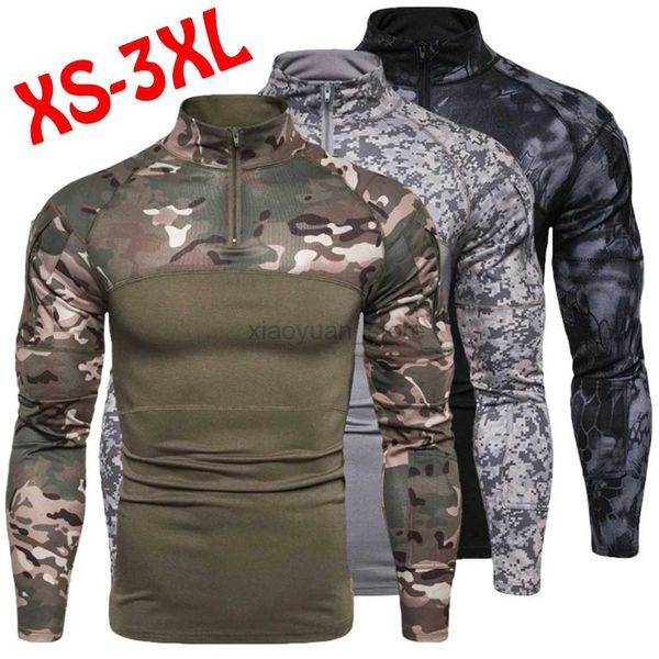 T-shirts hommes hommes en plein air militaire tactique uniforme t-shirt à manches longues tactique camouflage t-shirt haut 240327