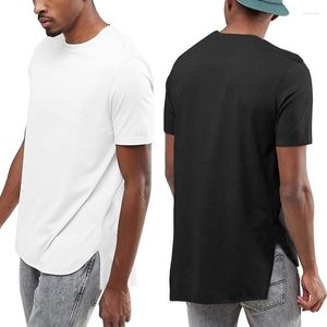 T-shirts pour hommes Chemise oversize pour hommes Couleur unie Hommes T-shirt décontracté à manches courtes Col rond Hip Hop Streetwear Homme TShirt Longline Tee