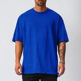 Heren t shirts heren oversized fit korte mouw t-shirt met gevallen schouder losse hiphop fitness shirt zomer gym bodybuilding tops tees