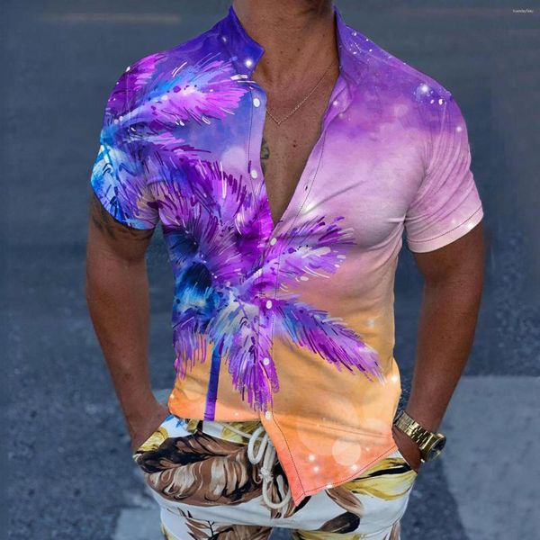 Camisetas para hombre, manga larga lisa, informal, corta, para primavera y verano, con cuello vuelto, mezcla térmica impresa en 3D