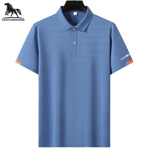 Camisetas para hombres Polo Mens Polo M-4XL 5XL Summer Nuevo polo de manga corta para hombres de alta calidad Polo de seda para hombre de seda de seda para el polo casual 6802 J240409