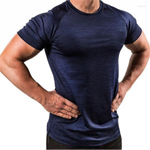 Heren t-shirts heren snel droog ademhalend t-shirt lopende sport skinny short tee manne gyms fitness bodybuilding workout polyester tops