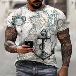 T-shirts hommes Hommes Sailor Anchor Sailing 3D Imprimé T-shirt à manches courtes Rétro Casual Fashion Street Harajuku Haute Qualité Chemise 2022 L240304