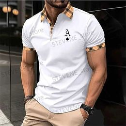 T-shirts hommes hommes chemise hommes été vêtements masculins courts vêtements vêtements sort couleur impression numérique polo hommes affaires décontracté polo chemise T240325
