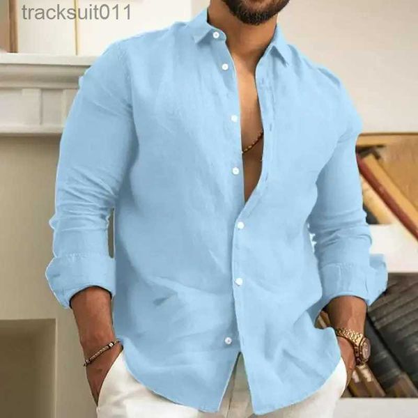 T-shirts pour hommes Chemises pour hommes Chemise en lin Hommes Casual Tops Chemise arabe de haute qualité Lâche et confortable Longue Sle Beach Haiian Shirt pour hommes L231208