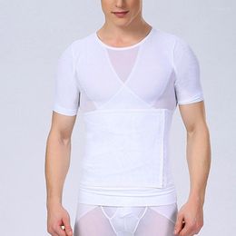 Heren t shirts heren afslanke shapewear met ritssluiting met zipper shirt met korte mouwen