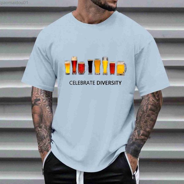 T-shirts pour hommes T-shirts solides pour hommes Été Oktoberfest Mode Casual Impression numérique 3D T-shirt Plain Spandex T-shirts pour hommes L230713