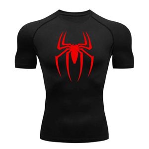 T-shirts masculins Mentiers Spider Print Compression Shirt Séchage rapide T-shirt gymnase Running Jersey Breathable Courte à manches Spring Summer M-3XL J240426