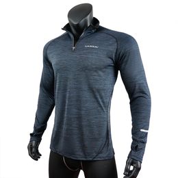 T-shirts pour hommes T-shirt de sport pour hommes Vêtements de sport à manches longues Running Gym Vêtements Fitness Compression Shirt Zip Pull Randonnée Rashguard w42 221105