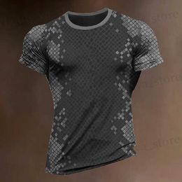 Camisetas para hombres Mens Sports Camiseta Summer Slim Short Slve Tops Sweatshirt Quick Dry-Childo Daily Clothes Plaid Tampón T Masilla Barato T240419