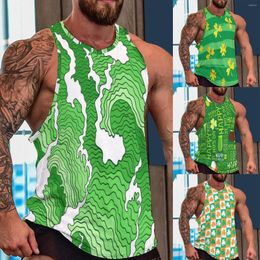 Heren t shirts heren st Patricks Day digitale 3D printen mouwloos nek shirt vest mannen groot