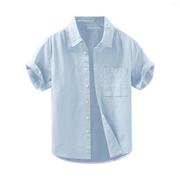 T-shirts pour hommes Hauts à manches longues extensibles pour hommes Chemise en lin de coton frais pour hommes Taille de Noël Petite