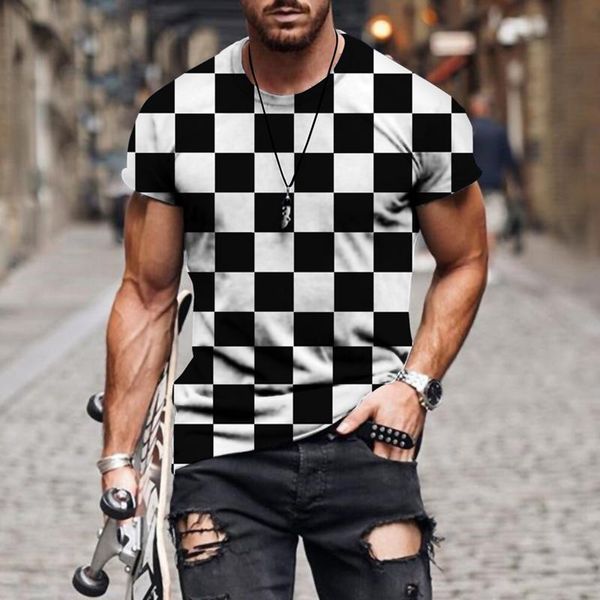 Camisetas para hombre Camiseta con estampado 3D de verano para hombre, camiseta informal de moda con estampado 3D de celosía y imágenes de animales míticos antiguos, transpirable y fresco