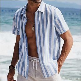 T-shirts pour hommes shorts de plage d'été - Niveau rayé à l'intérieur de la rue Impression décontractée Hawaii 5xl S2452406 S2452408