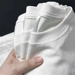 T-shirts masculins pour hommes en coton d'été t-shirt t-shirt O-cou rond coudre à manches courtes couple en argent blanc H240506