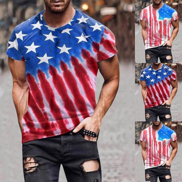 Camisetas para hombres Moda de verano para hombre Casual Sujetar Camisa de impresión digital 3D Top de manga corta Algodón a granel