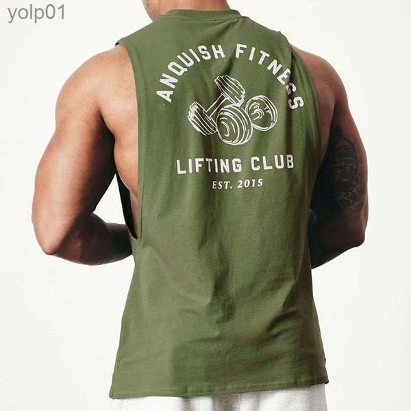 T-shirts pour hommes Hommes Summer Gym Entraînement Coton Débardeur Scle Sleless Sportswear Chemise Vêtements de sport Bodybuilding Singlets Fitness VestL231216