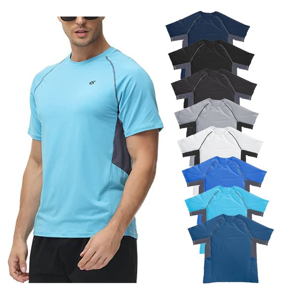 Camisetas para hombres Hombres de verano Hombres T-Mierda UPF 50 Rash Guard Swim Shirt Manga corta UV Protección solar Playa Pesca Entrenamiento Camisas Refrigeración al aire libre Tee 230607