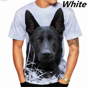 T-shirts pour hommes T-shirt d'été pour hommes Fitness à manches courtes mignon chien 3D chien de berger allemand modèle L240304