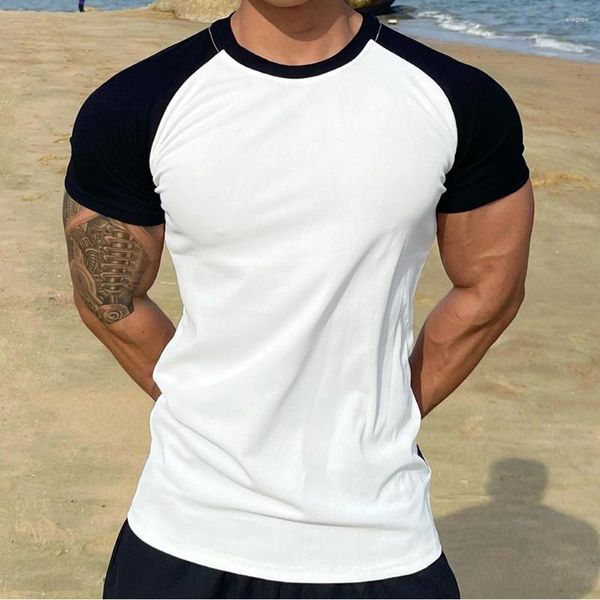 T-shirts masculins t-shirts d'été à manches courtes couleurs de couleur solide manches raglan