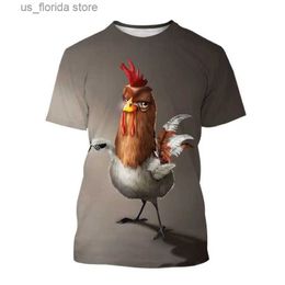 T-shirts hommes T-shirt pour hommes 3D Animal Fighter Imprimer T-shirt Été Hommes Femmes Combat Poulet Harajuku Mode Fun Court Slved Col Rond Tops Y240321