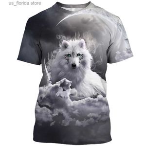 T-shirts hommes T-shirt pour hommes 3D motif de loup animal Ts Summer surdimensionné O-cou court Slve Tops Sweat-shirt décontracté Strt Harajuku Pull Y240315