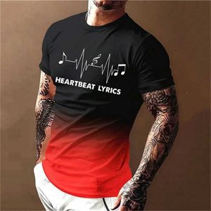 T-shirts masculins T-shirt masculin 3D Printgradient Style Music-Lover Tee 2024 T-shirt surdimensionné d'été pour hommes à manches courtes à manches courtes J240509