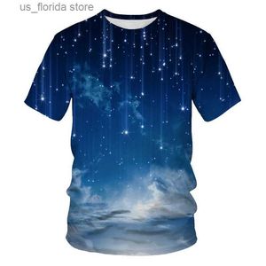 T-shirts pour hommes T-shirt pour hommes Impression 3D Modèle d'aurore cosmique Mode d'été Court Slve Crew Neck T Mens Strt Loisirs Respirant Top Y240321