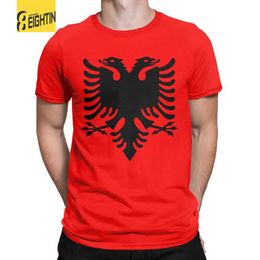 T-shirts masculins T-shirt pour hommes T-shirt albanais Tale de drapeau de la mode Eagle 100% coton t-shirts à manches courtes
