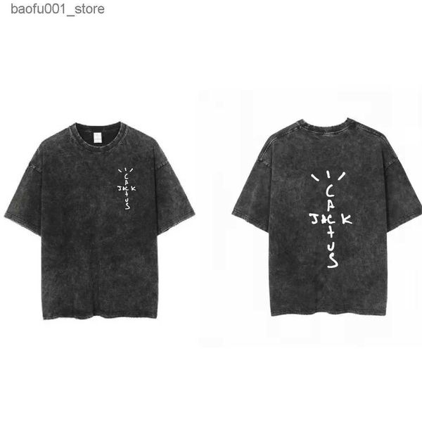 T-shirts masculins T-shirt cactus cactus jack poids lourd 100% coton lavé surdimensionné Unisexe Gothic Grunge High Street Punk Top Tees Q240220