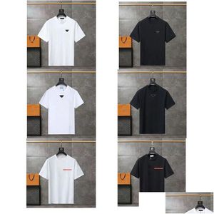 T-shirts masculins T-shirt pour hommes Designer noir et blanc à manches courtes à manches courtes haut de gamme Broidered Lettre 100% pur coton shir ot8an