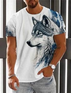 T-shirts masculins T-shirt pour hommes Fashion Animal Wolf 3D imprimé t Casual Overason Short Slve Tops Summer Womens Strt Sports T-shirt Clothes Y240420