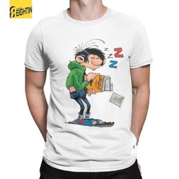 T-shirts masculins T-shirt pour hommes Gaston Lagaffe Magazine Livre de coton drôle de pur